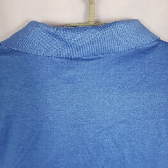 Peter Millar Crown Polo Shirt XL Solid Blue Short Sleeves Cotton Golf Shirt - Picture 7 of 10